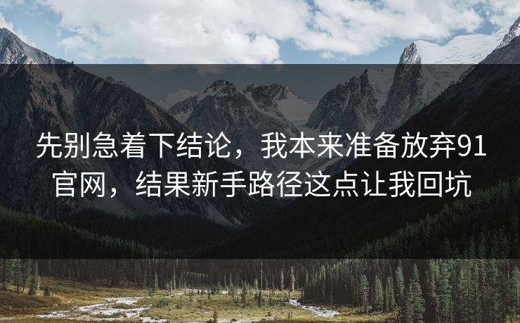 先别急着下结论,我本来准备放弃91官网,结果新手路径这点让我回坑 先别急着下结论,我本来准备放弃91官网,结果新手路径这点让我回坑