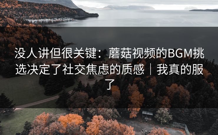 没人讲但很关键：蘑菇视频的BGM挑选决定了社交焦虑的质感｜我真的服了