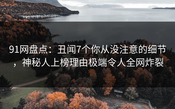 91网盘点：丑闻7个你从没注意的细节，神秘人上榜理由极端令人全网炸裂
